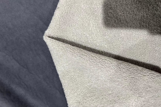 Tissu composé de laine d'agneau de suède bleu-foncé de 155CM