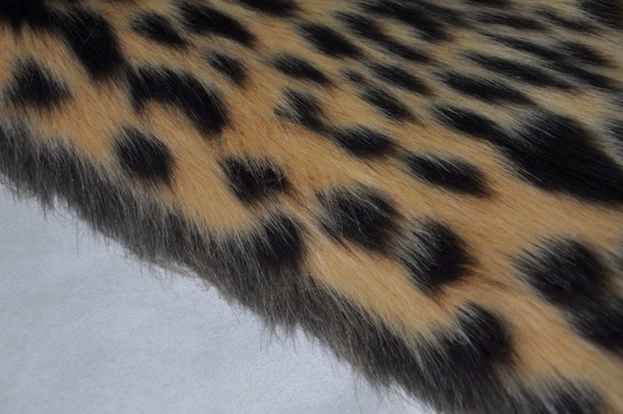 vison acrylique de faux de jacquard d'impression de léopard de tissu aux cheveux longs mélangé de fourrure