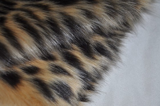 vison acrylique de faux de jacquard d'impression de léopard de tissu aux cheveux longs mélangé de fourrure