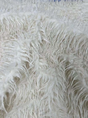 Tissu de fourrure de faux-mongol blanc 750GSM