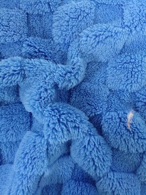 150 cm-170 cm velours de coton à carreaux en jacquard recyclé à double face bleu profond